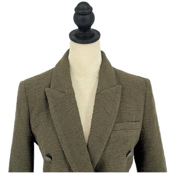 L'agence Kenzie Knit Boucle Tweed Blazer Jacket in Olive Ivy Green Size 4 NEW - Picture 5 of 15